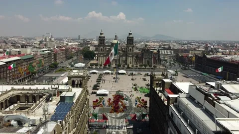 Panoramic view of Constitucion square, Zocalo plaza, downtown Mexico City 4K Stock Footage 161423049