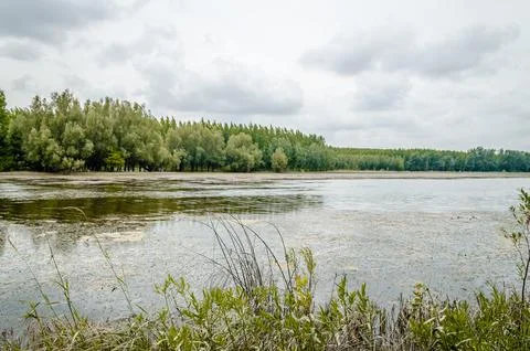 A panoramic view of the constructed artificial lake. Stock Photos