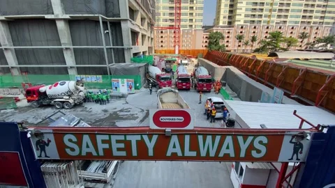 Panoramic view of a construction site in Bangkok, Thailand 4K Video stock 268995385