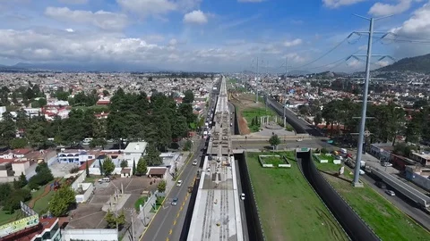Panoramic view of the construction of a train in Mexico Stock Footage 93104526