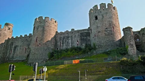 Panoramic view of Conwy Castle in Conwy, North Wales. Stock Footage 255157512