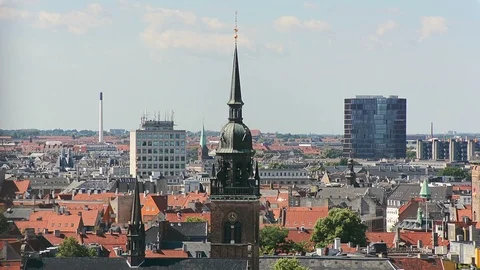 Panoramic view of Copenhagen, Denmark Stock Footage 99749645