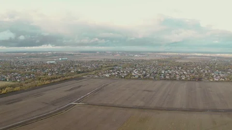 Panoramic View of Countryside with Agricultural Fields on Cloudy Day. Stock Footage 121145249