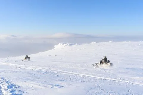 A panoramic view of the covered with snow trees in the snowdrifts. Magical .. Stock Photos