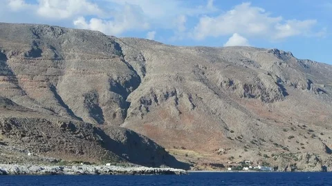 Panoramic view of Crete (Greece) mountains of Libyan Sea side Video stock 77063356