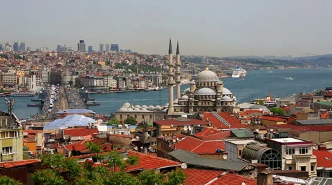 Panoramic view at crowded Instanbul, Turkey Stock Footage 59654315