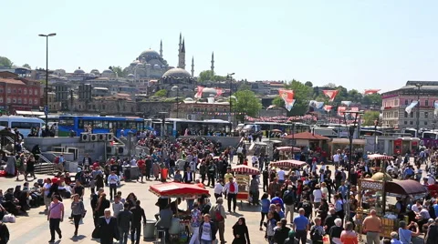 Panoramic view at crowded Instanbul, Turkey Video stock 61740125