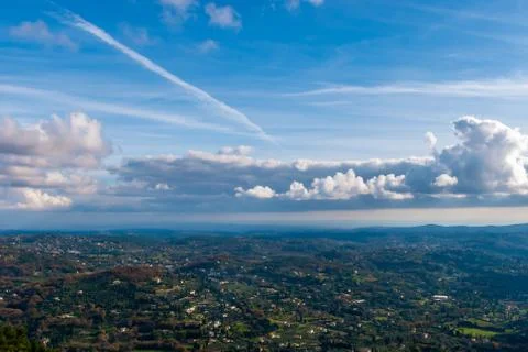 The panoramic view of Cte d'Azur under the cloudy sky and the Meditarrenean s Stock Photos