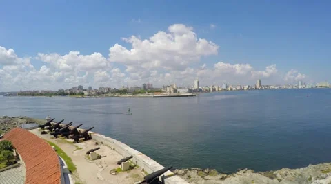 Panoramic view of Cuba Island from el Morro, Havana Stock Footage 52572289