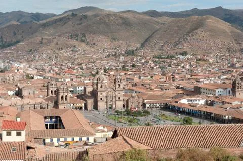 Panoramic view cuzco peru Stock Photos