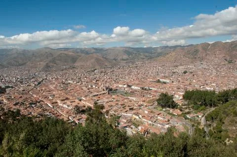 Panoramic view to cuzco peru Stock Photos