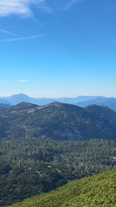 Panoramic View from Dachstein Mountain Over Alpine Glacier Stock Footage 329550322