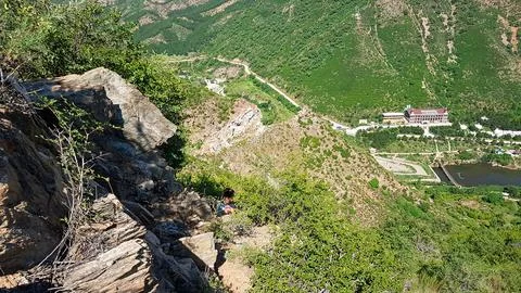 A panoramic view on Daqing mountains in Inner Mongolia. Endless mountain ch.. Stock Photos
