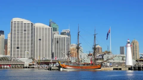 Panoramic view of Darling Harbor, Sydney 4k Stock Footage 43560432