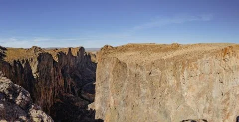 Panoramic View of a Deep Desert Canyon in Northern Nevada Stock Photos