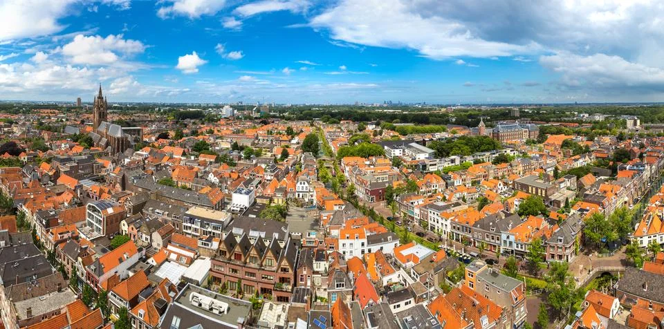 Panoramic view of Delft Foto stock