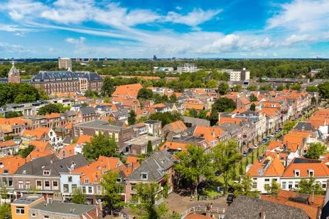 Panoramic view of Delft Foto stock
