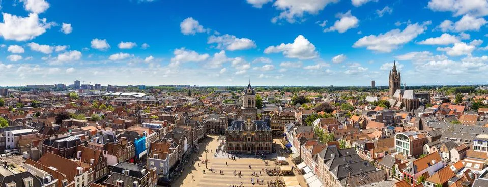 Panoramic view of Delft Foto stock
