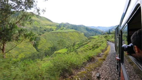 Panoramic view of the devil nose train route Alausi Ecuador Stock Footage 90025619