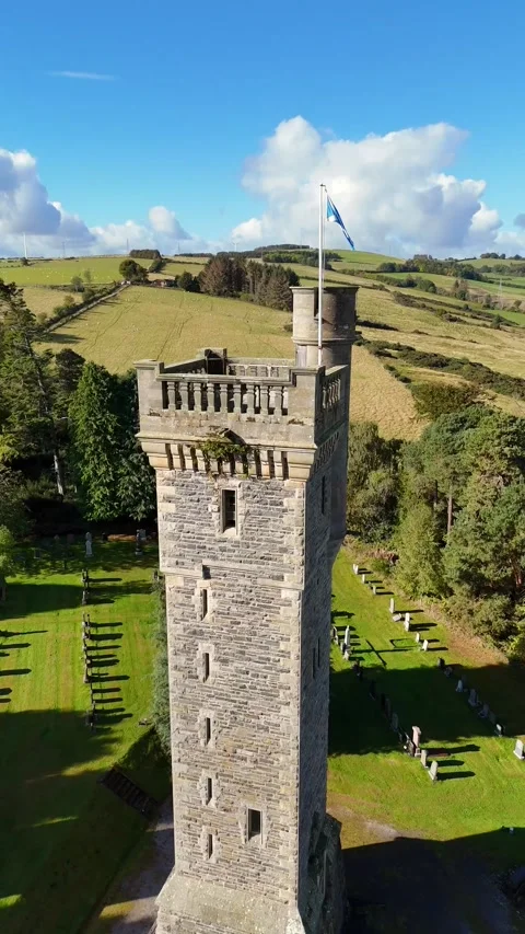 Panoramic View of Dingwall Town and Macdonald Memorial Landmark. Stock Footage 330665764