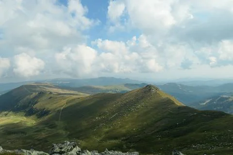 A panoramic view on the distant Grosse Speikkogel in Austrian Alps. The mou.. Stock Photos