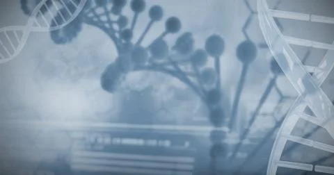 Panoramic view of DNA helix pattern on screen Stock Photos