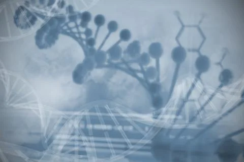 Panoramic view of DNA helix pattern on screen Stock Photos