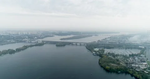 Panoramic view of the Dnipro river and the city of Kiev(Ukraine) Stock Footage 171861226