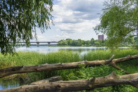 Panoramic view of the Dnipro river, Kyiv, Ukraine Stock Photos