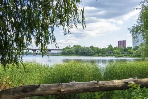 Panoramic view of the Dnipro river, Kyiv, Ukraine Stock Photos