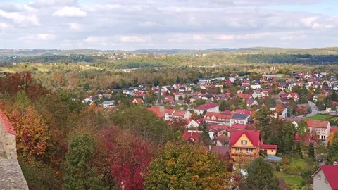 Panoramic view of Dobczyce town, Poland Stock Footage 288003464