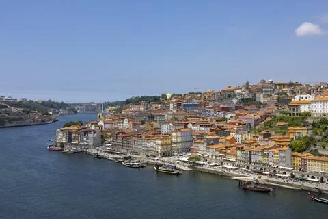 Panoramic view of Douro river and Gaia and Porto city, Portugal Stock Photos