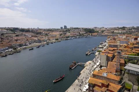 Panoramic view of Douro river and Gaia and Porto city, Portugal Stock Photos