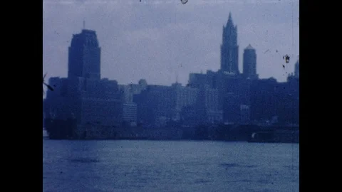 Panoramic View of Downtown Manhattan New York City Vintage Film Historical Movie Stock Footage 103202889