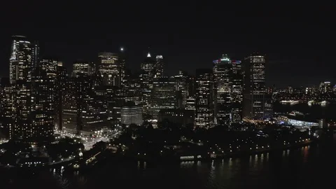 Panoramic view of downtown manhattan at night Stock Footage 120319928