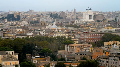 Panoramic view of downtown Rome from the Gianicolo hill, Italy, Europe Stock Footage