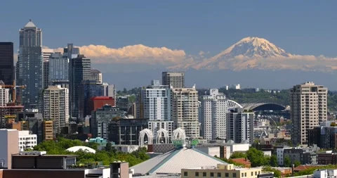 Panoramic view of Downtown Seattle, ranked 15th largest city in USA and one.. Stock Footage 301734388