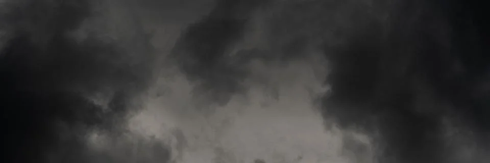 Panoramic view of dramatic thundercloud in dusk sky, rainy and overcast weather Stock Photos