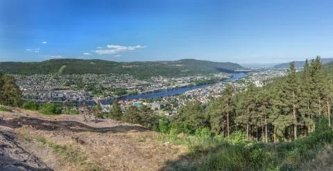 Panoramic view of Drammen Stock Photos