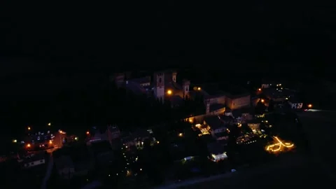 Panoramic view from a drone of Badia a Passignano in the Tuscan countryside Stock Footage 220342626