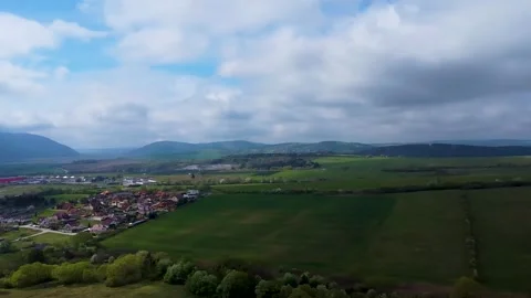 A panoramic view from a drone of a city in a mountain valley Stock Footage 271228642