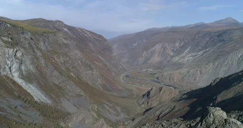 Panoramic view from drone flying over Katu Yaryk mountain pass, Altai Stock Footage 144095599