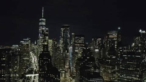 Panoramic view from the drone of night buildings 스톡 동영상 120320070