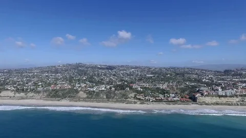 Panoramic view from drone of Pacific Ocean and San Juan Capistrano beach Stock Footage 73720172