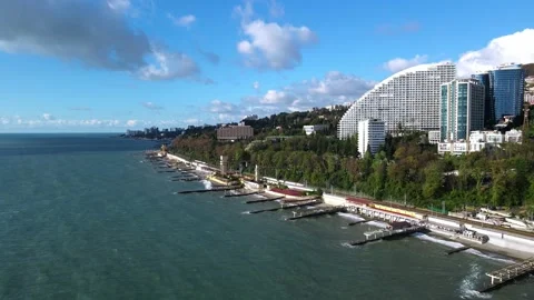 Panoramic view from drone of parks and residential buildings in Sochi. Stock Footage 219905195