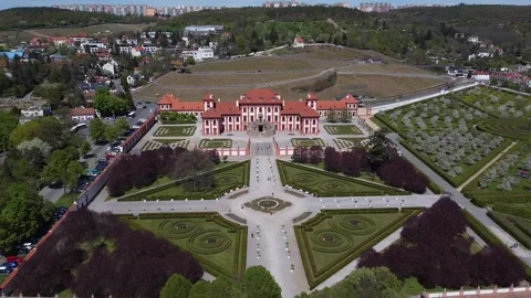 Panoramic View From Drone On The TROYA CASTLE, PRAGUE Czech Republic 2021 Stock Footage 154053487