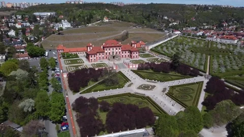 Panoramic View From Drone On The TROYA CASTLE, PRAGUE Czech Republic 2021 Stock Footage 154053535
