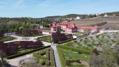 Panoramic View From Drone On The TROYA CASTLE, PRAGUE Czech Republic 2021 Stock Footage 154053561