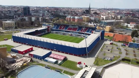 Panoramic View From Drone On The VIKTORIA PILSEN STADIUM. Czech Republic 2021 動画素材 153326809