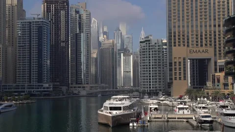 Panoramic view of Dubai Marina Stock Footage 149588992